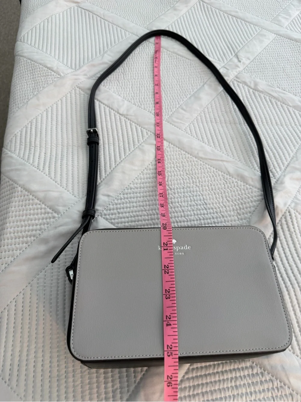 Kate Spade Sienna Leather Crossbody Gray w/Black Strap